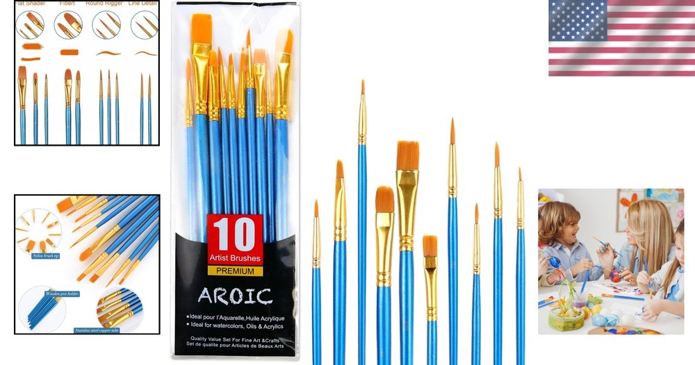 All-Purpose 10-Piece Multi-Functional Paint Brush Set - Easy to Clean & Maintain