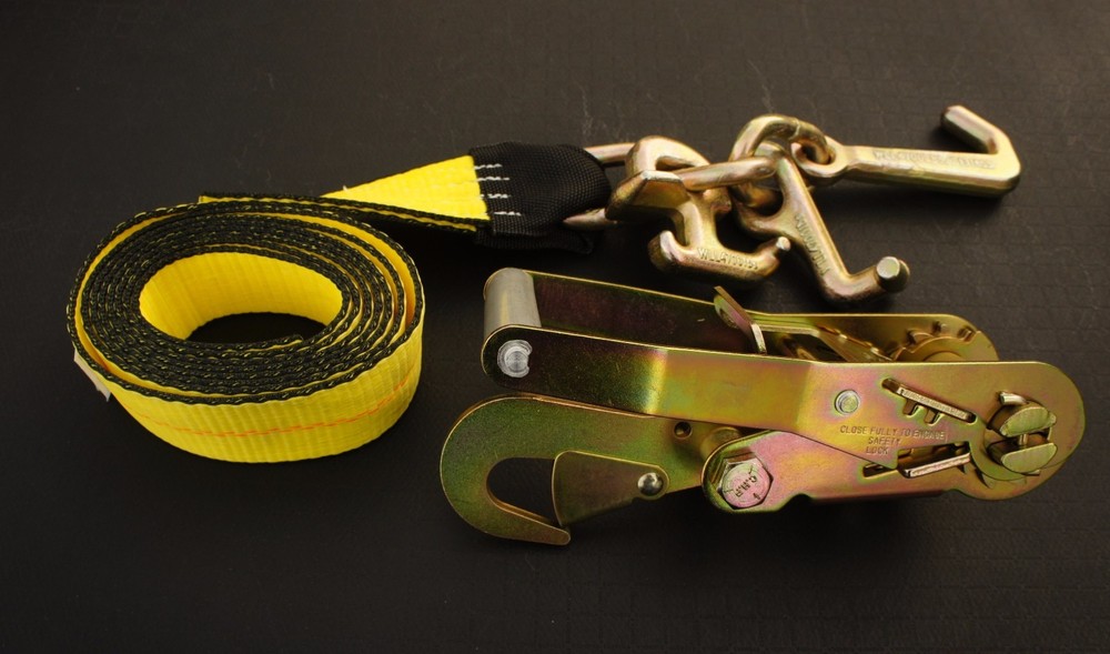 2 RTJ Cluster Hook 2" Ratchet Strap w Snap Hook f Flatbed Tow Truck Car Trailer