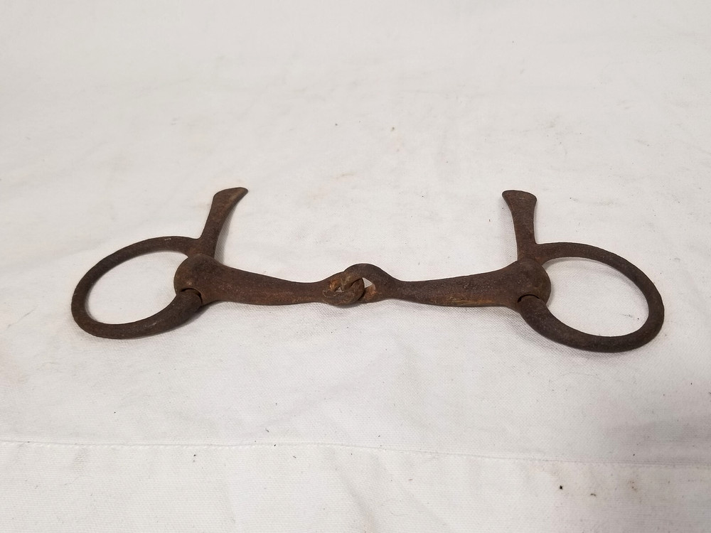 Heavy Solid Iron Antique D Ring Horse Bit - Cavalry Military?? Marked 'Tested'