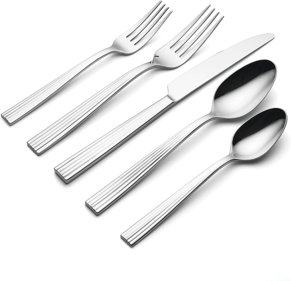 Oneida Kennedy Piece Everyday Flatware Set, 20 Count, Metallic