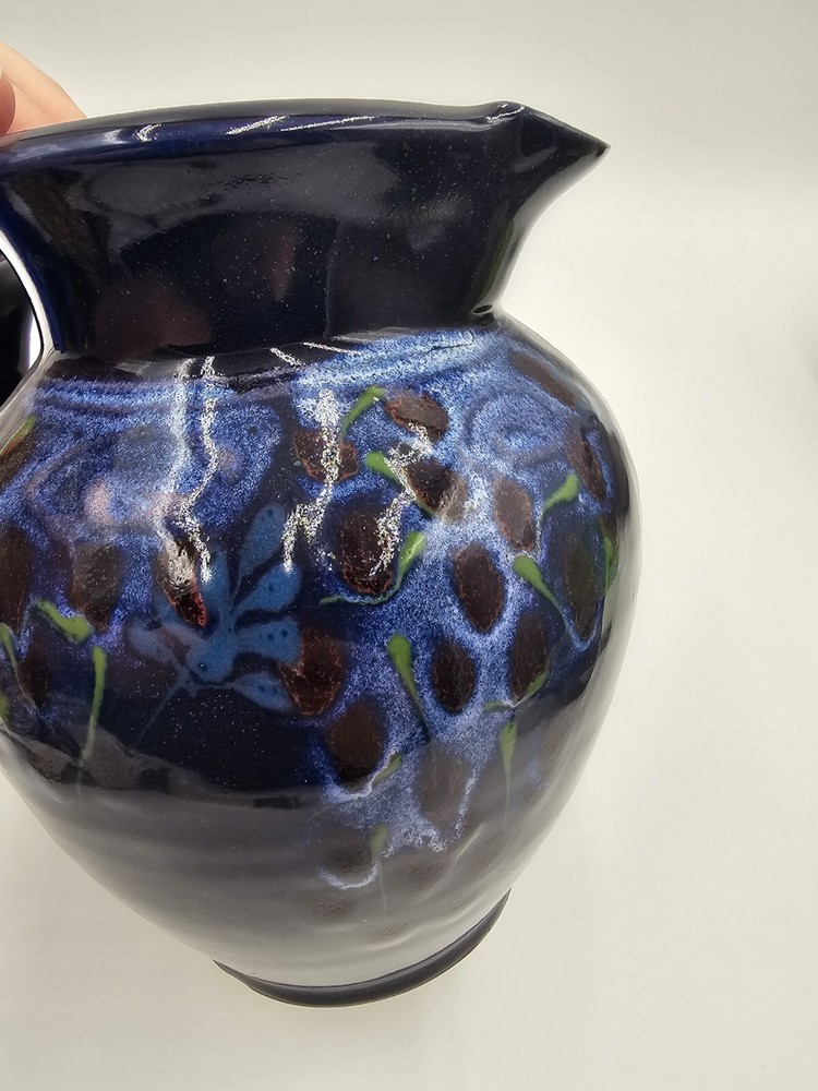 Studio Art Pottery Navy Pitcher Signed Grau Tortorella