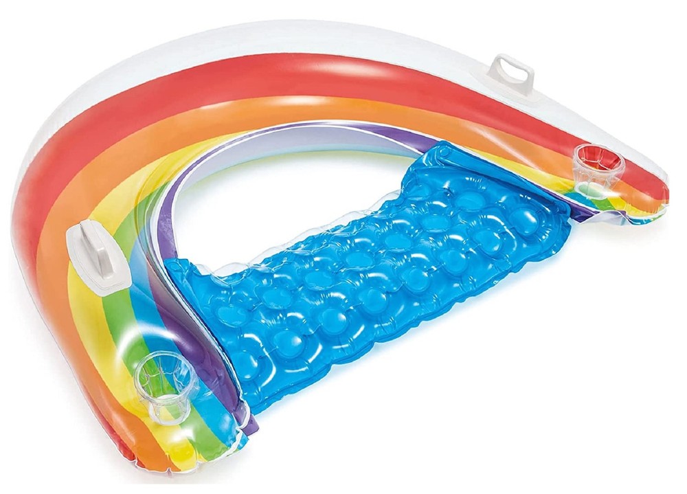 Intex Sit footN Float Inflatable Pool Float 60inch x 39inch Rainbow 2Pack