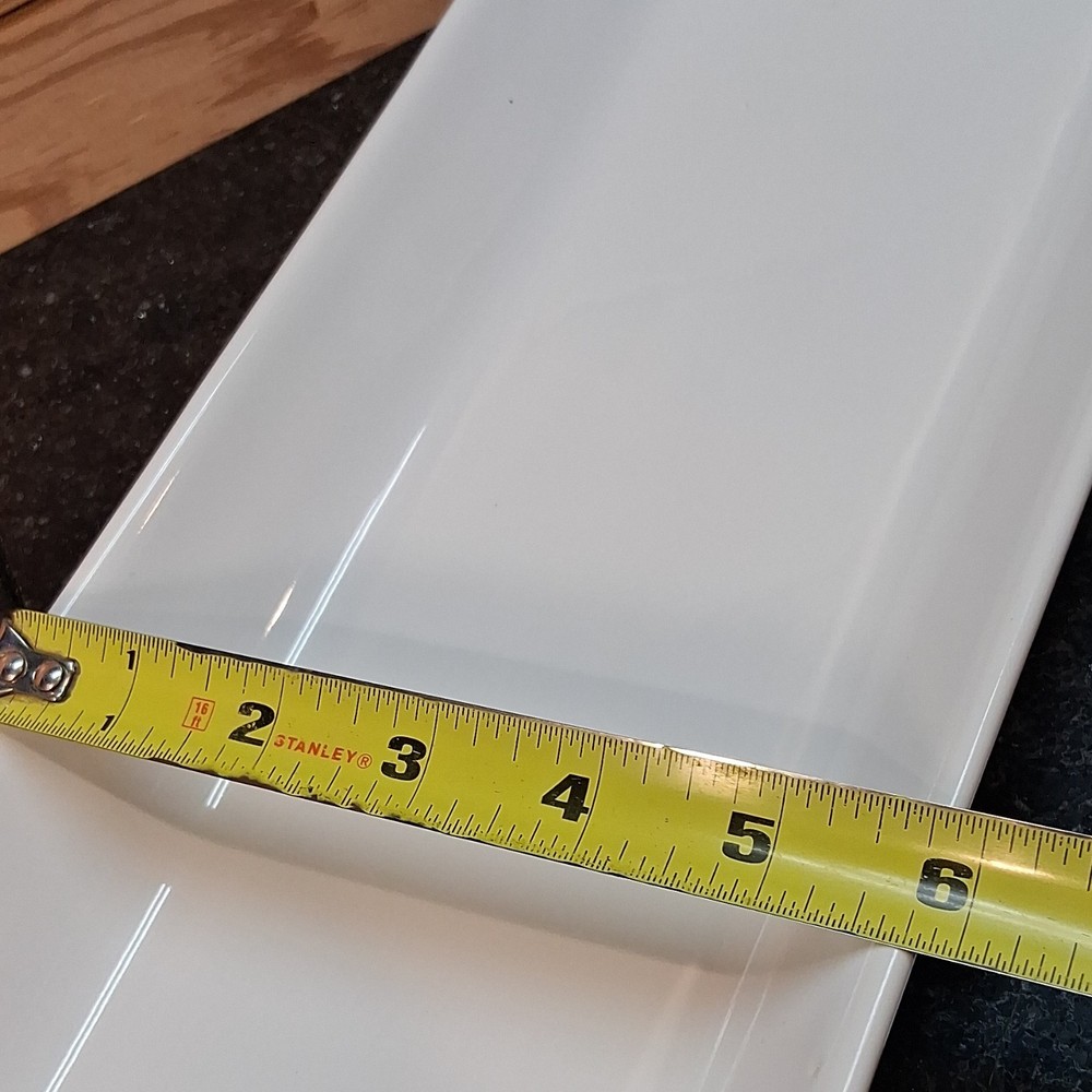Pampered Chef Ceramic White Rectangular Platter 15x6" Microwave Dishwasher Safe