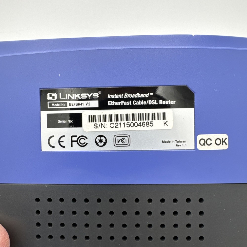 Cisco Systems LINKSYS BEFSR41 Cable/DSL VPN Router Etherfast No Power Cord
