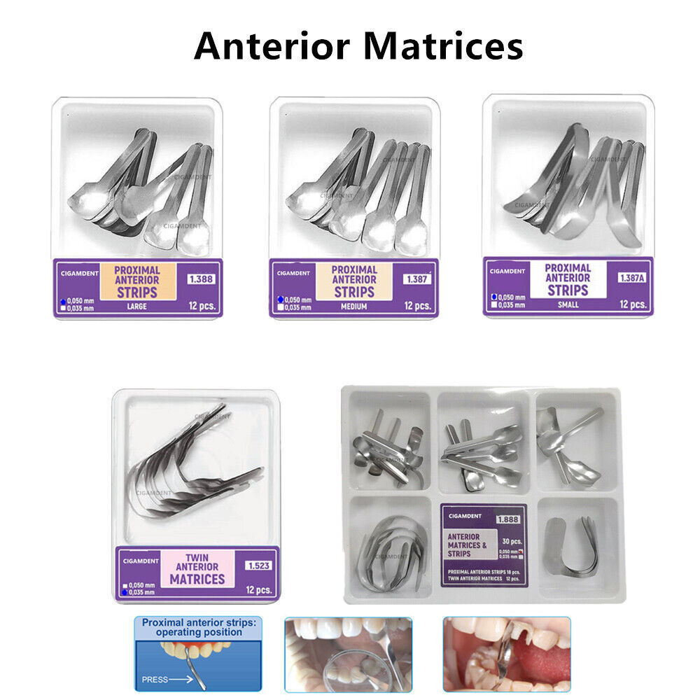 6 Type Dental Matrix Bands Anterior Proximal Strips Sectional Contoured Matrices