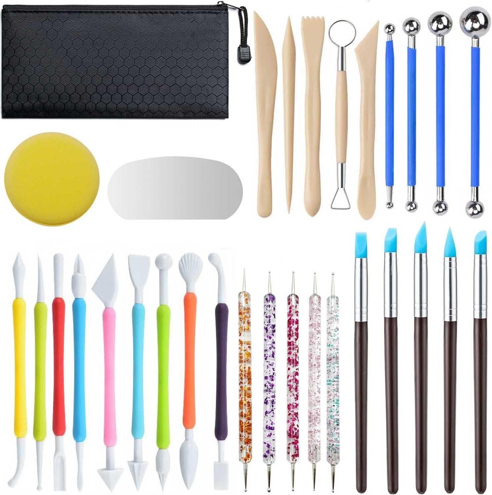 31pcs Clay Tools,Pottery Tools Kit,Air Dry Clay Tools,Polymer Clay Dotting Tools