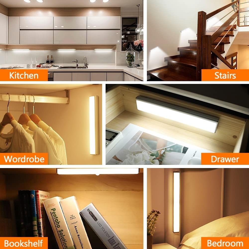 6 Pack LED Motion Sensor Closet Lights – Battery & Stick-On