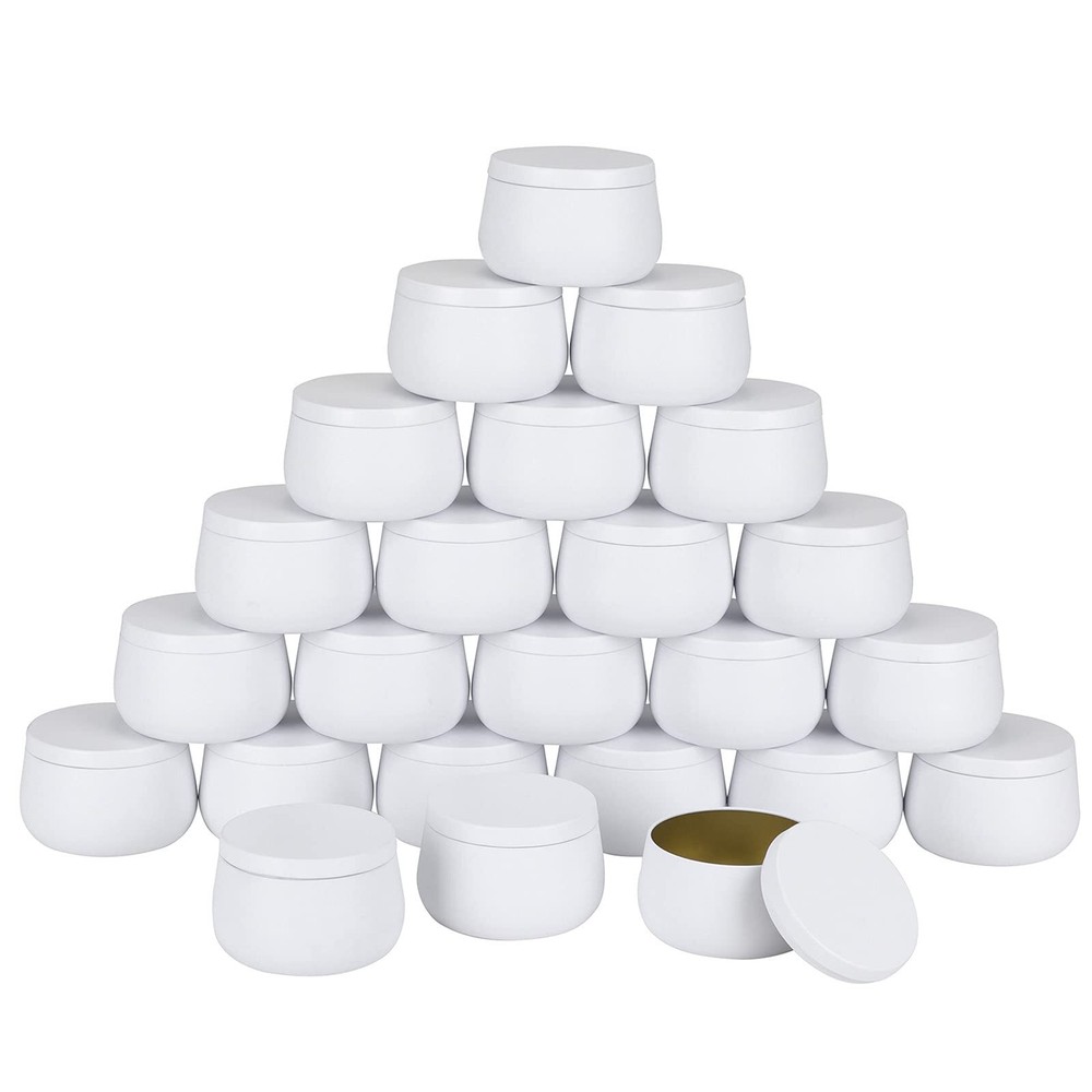 24PCS 8oz White Candle Tins with Lids Bulk Candle Making Jars Empty Containers