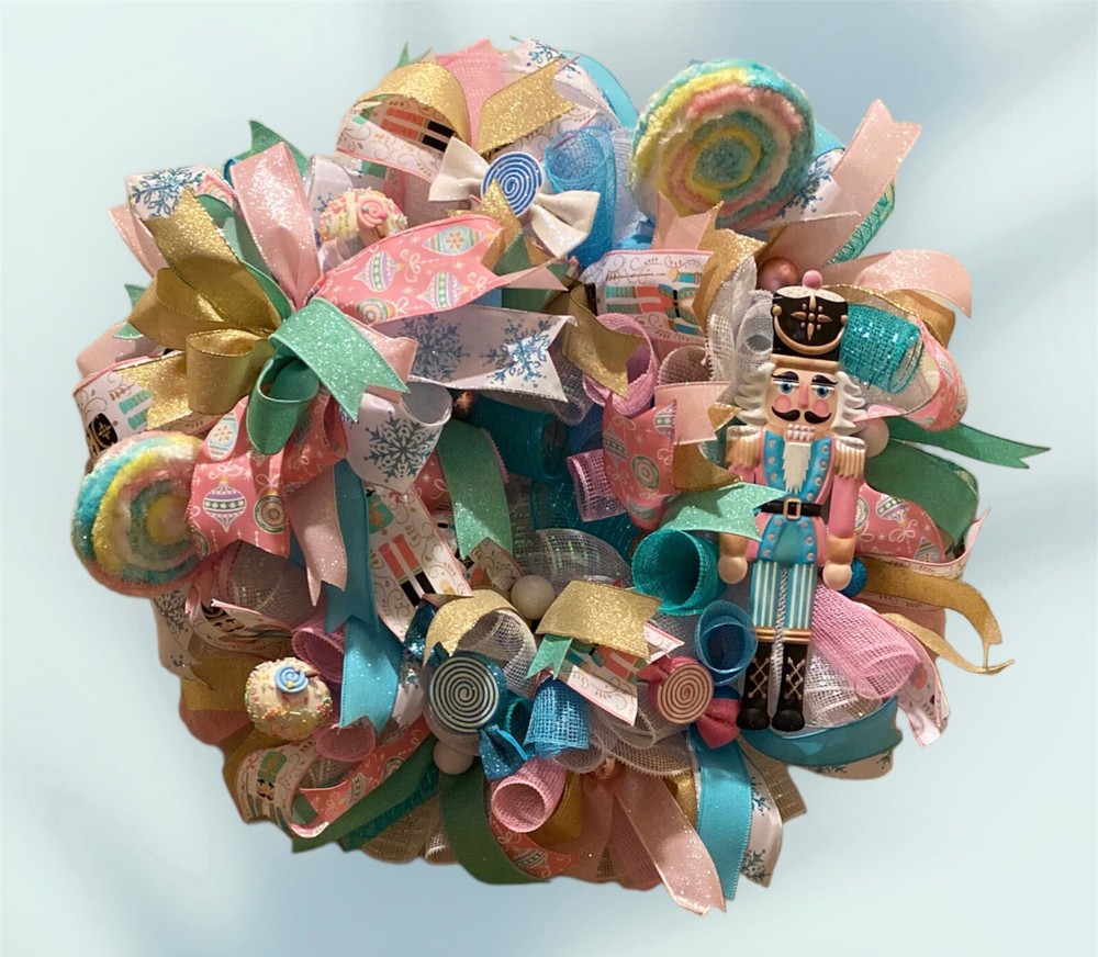 Nutcracker Christmas wreath,Nutcracker Christmas decor,Christmas Candy wreath