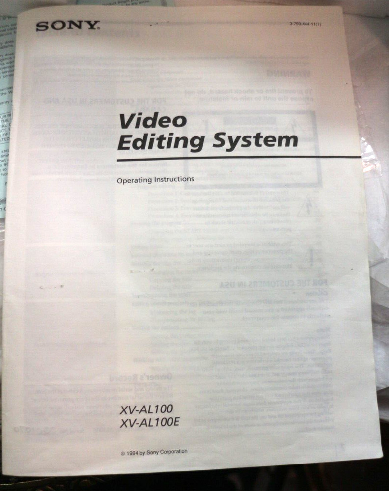 Sony Edit Studio XV-AL100 (NTSC) Video Editing System in Box
