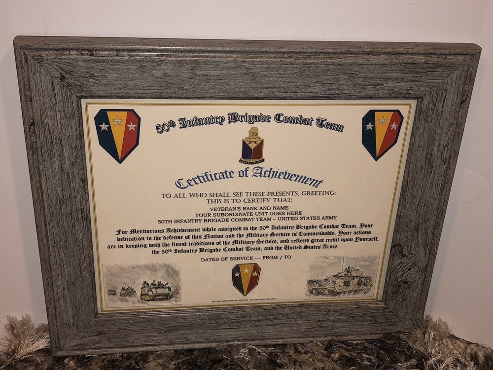 50TH INFANTRY BRIGADE COMBAT TEAM - COA / (COMMEMORATIVE CERTIFICATE)