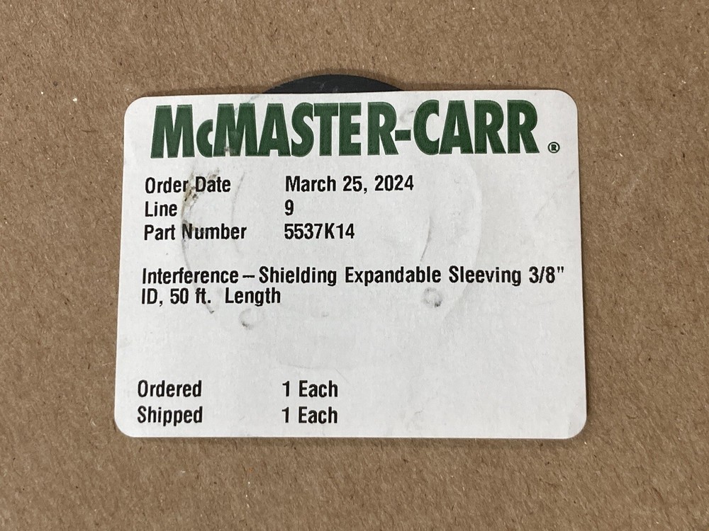Interference Shielding Expandable Sleeving Tin Plated Copper 3/8” ID 50 ft