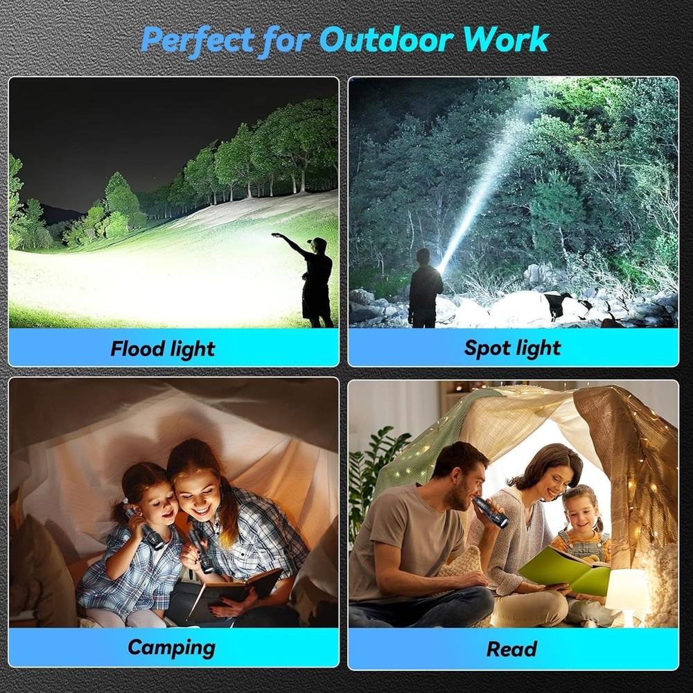 High-Performance 2000 Lumens LED Flashlight with 5 Modes & Waterproof Design