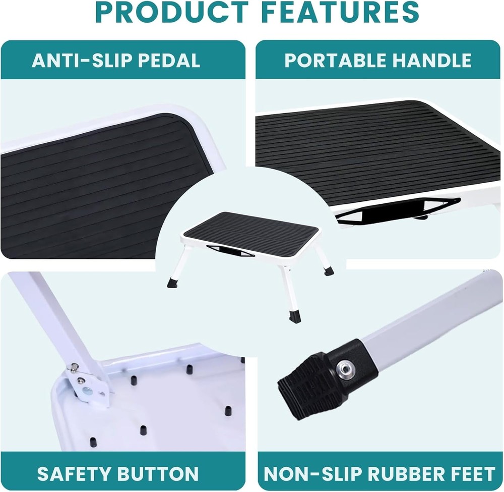 Gianna Foldable Step Stool with Non-Slip Platform & Rubber Feet