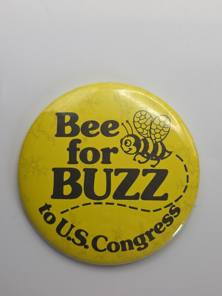 Bee for Buzz to U.S. Congress Button Pinback Pin
