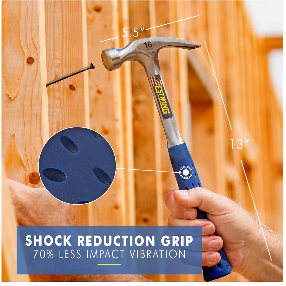 Durable Steel Claw Hammer - Shock Reduction Handle