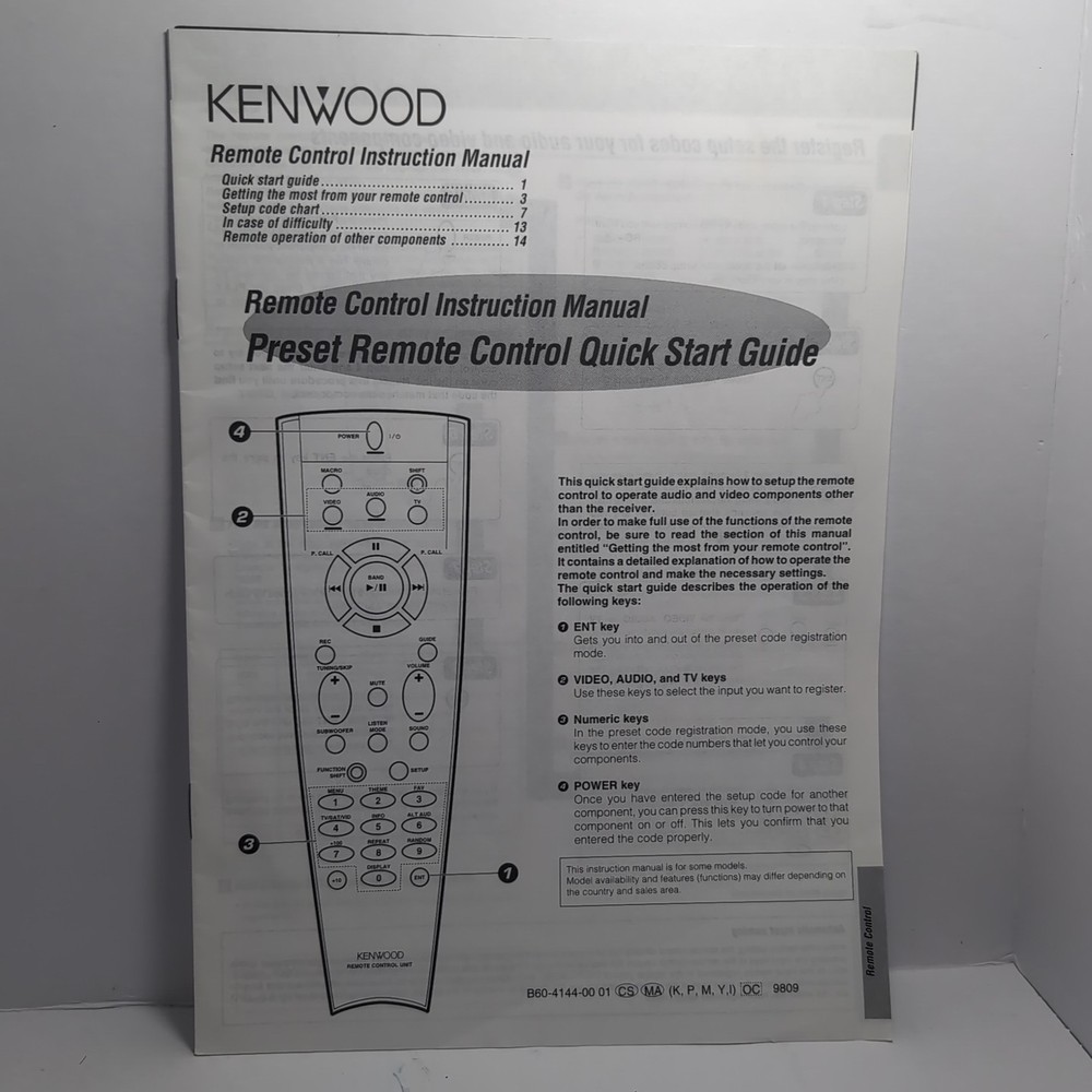 Kenwood Remote Control Instruction Manual