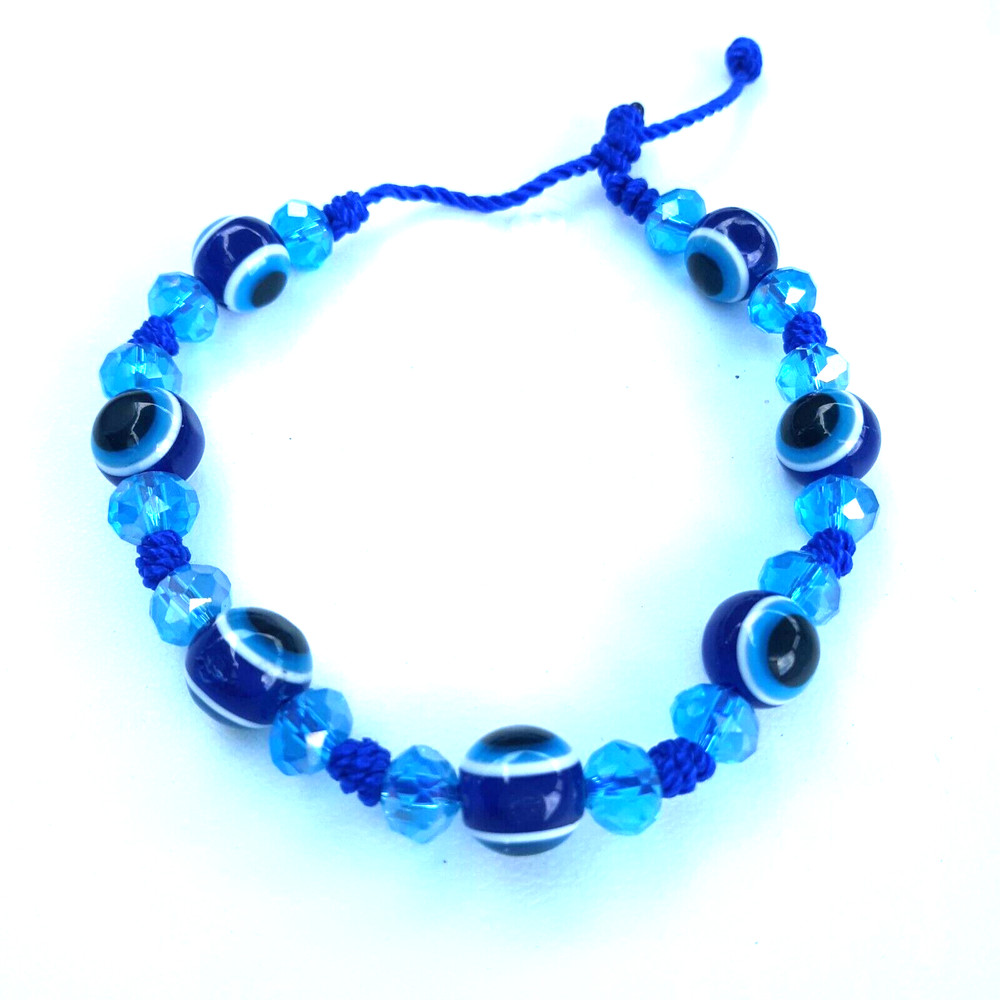 Protection Bracelets 7 Blue evil eye with blue crystal