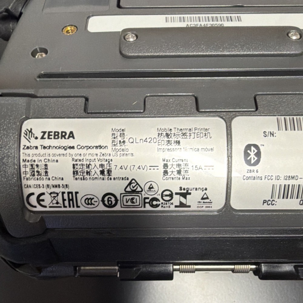 Zebra QLn420 Mobile Portable Thermal Printer Bluetooth WiFi 7.4V