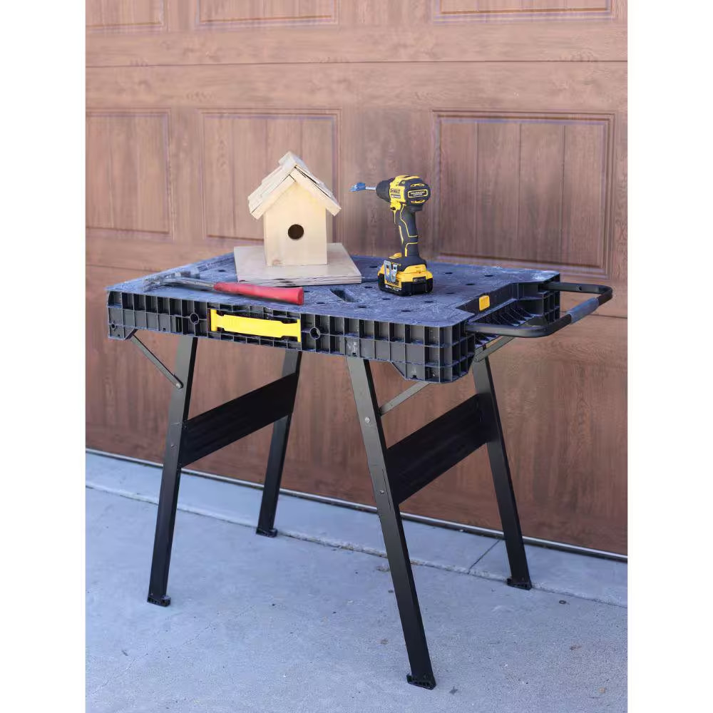 33 In. H Plastic Folding Portable Sawhorse Workbench