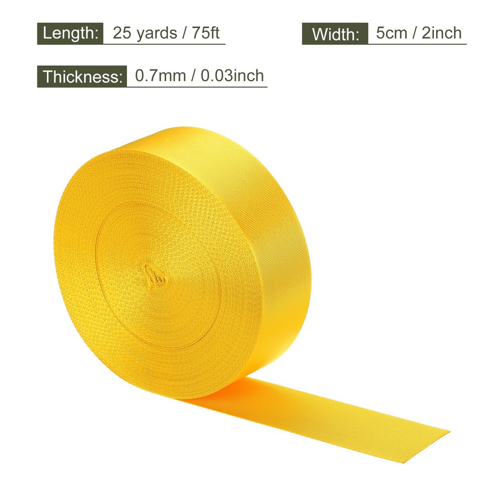 Flat Nylon Webbing Strap 2 Inch 25 Yards Corn Yellow for Backpack