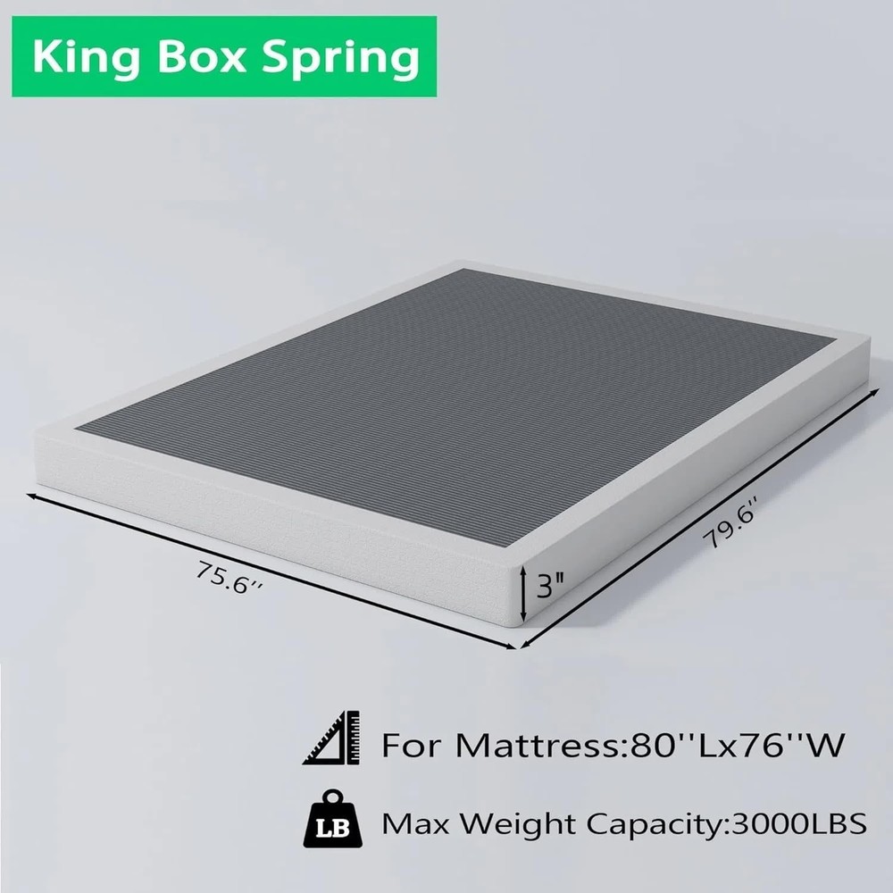 Luxurious Low Profile King Size Box Spring - Silent & Durable Metal Foundation