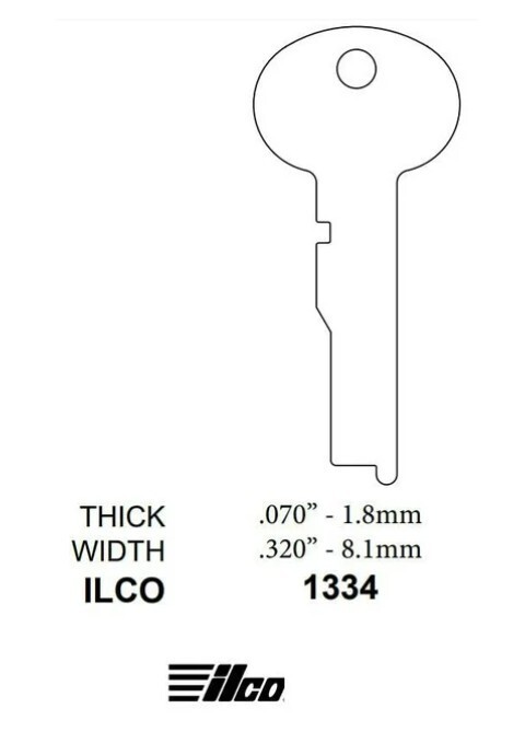 Ilco 1334 Nickel Silver Flat Key Blank uncut (1 Key)