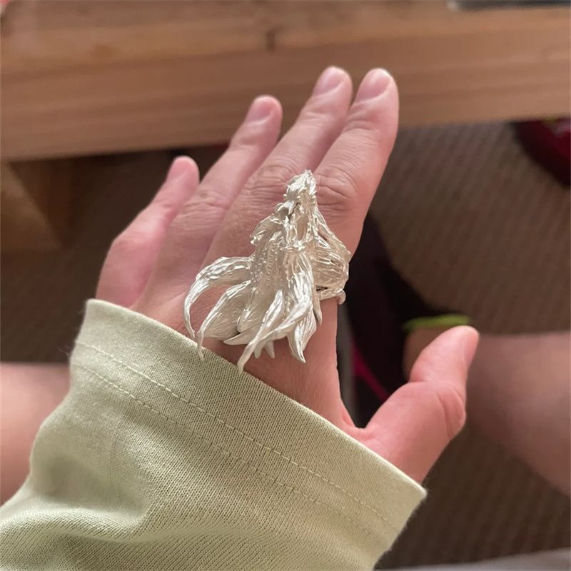 Dragon Ring Plain Silver Retro Handmade Index Finger Ring