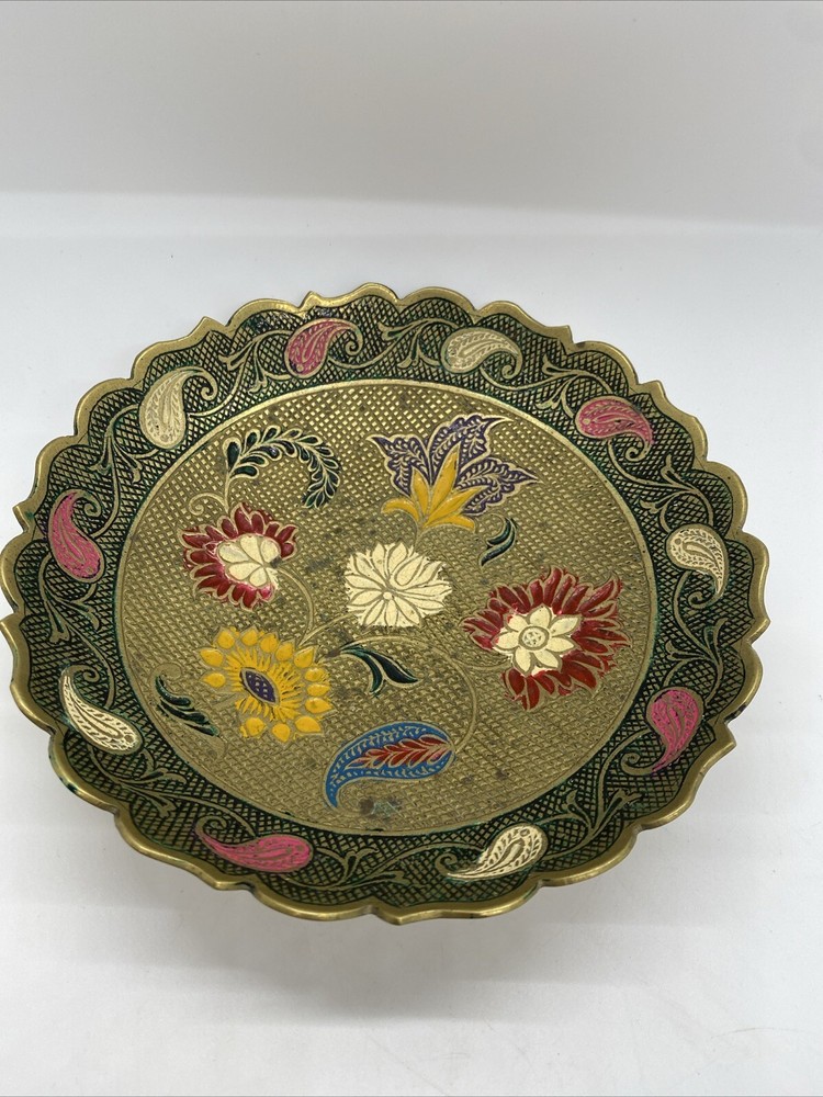 Brass Painted Floral Bowl