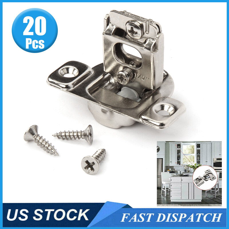 20 Pack 1/2" Overlay Soft Close Face Frame Compact Kitchen Cabinet Hinges