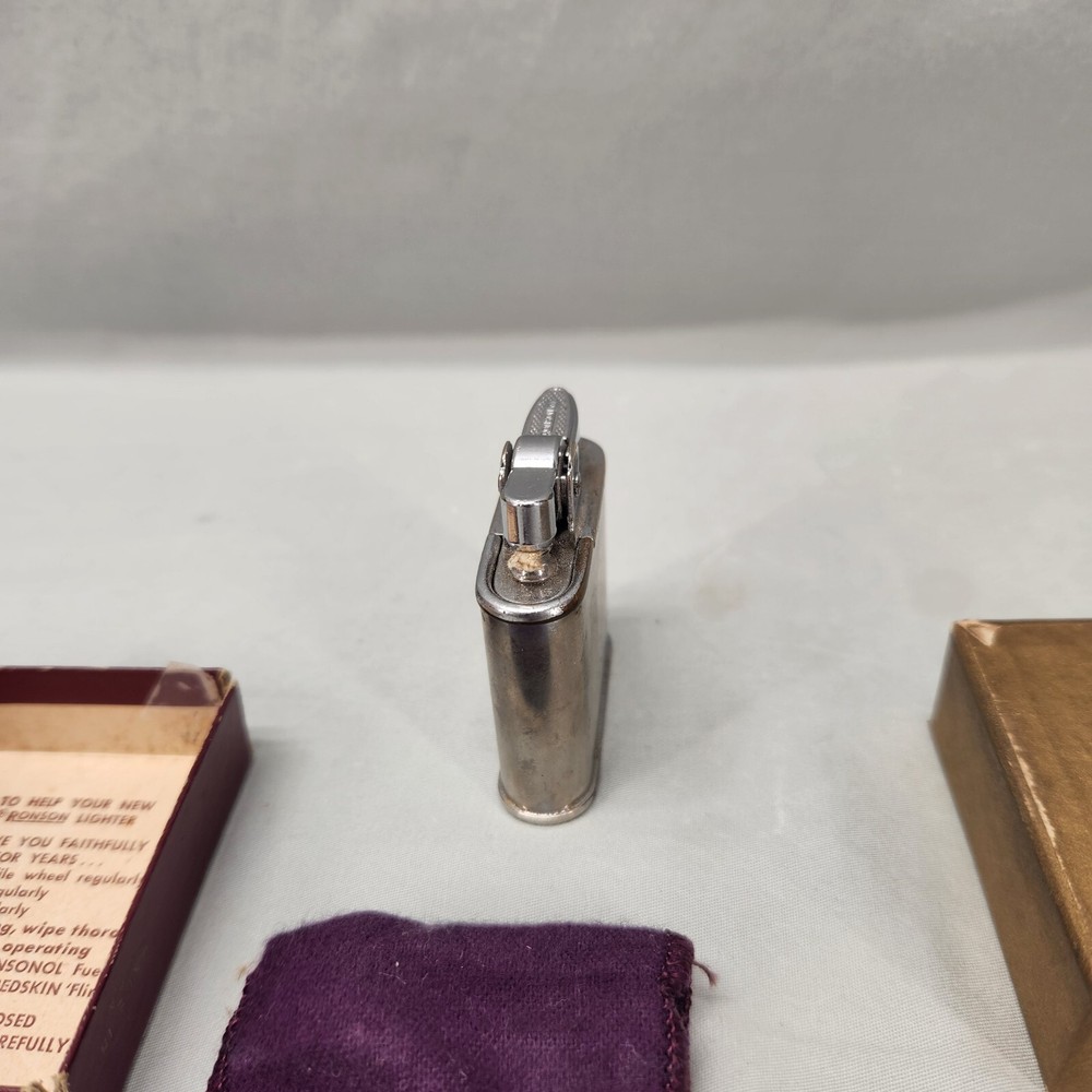 Vintage Ronson Whirlwind Lighter Silver Tone With Box