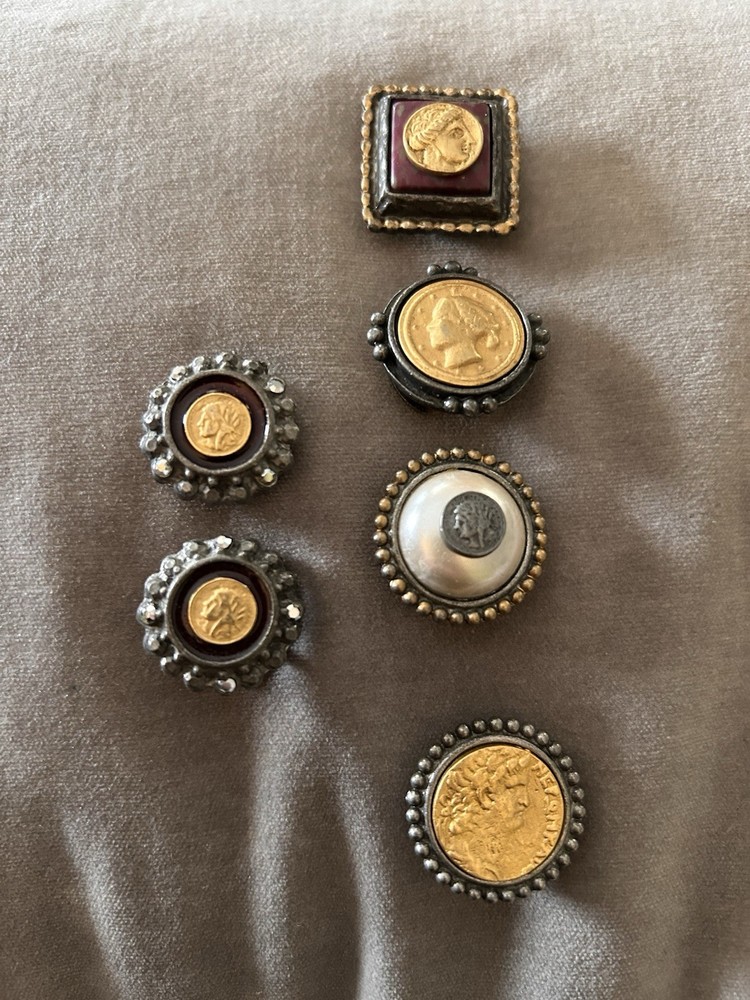 Vintage Set Of 6 Button Covers Various Patterns And Sizes