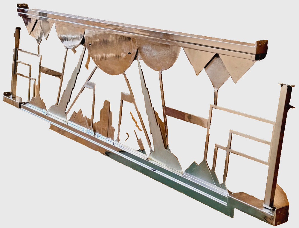 Art Deco Original Machine Age Chrome Brass Architectural Sculpture Panel Railing