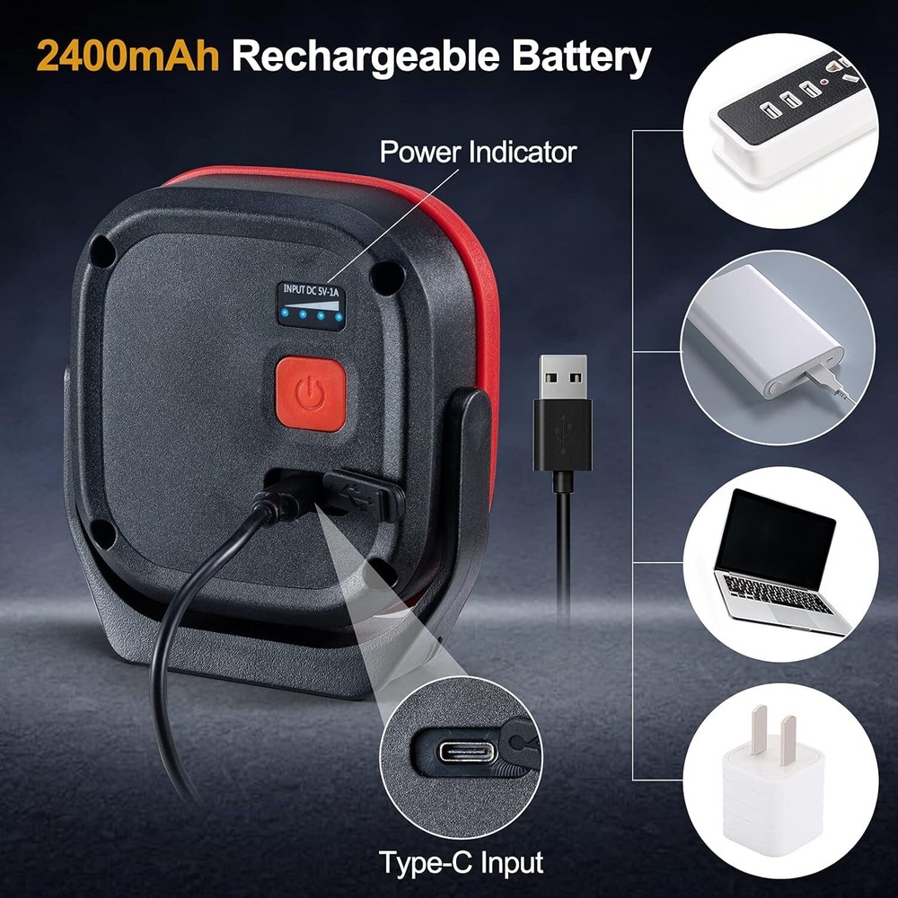 2 PCS Magnetic Work Light - 42 LED 1000LM Rechargeable Flashlight For Emergency