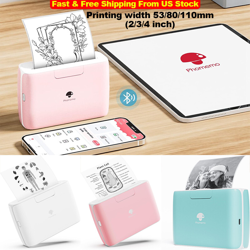 Phomemo M04S Portable Bluetooth Printer Label Maker Support 2/3/4inch Print lot