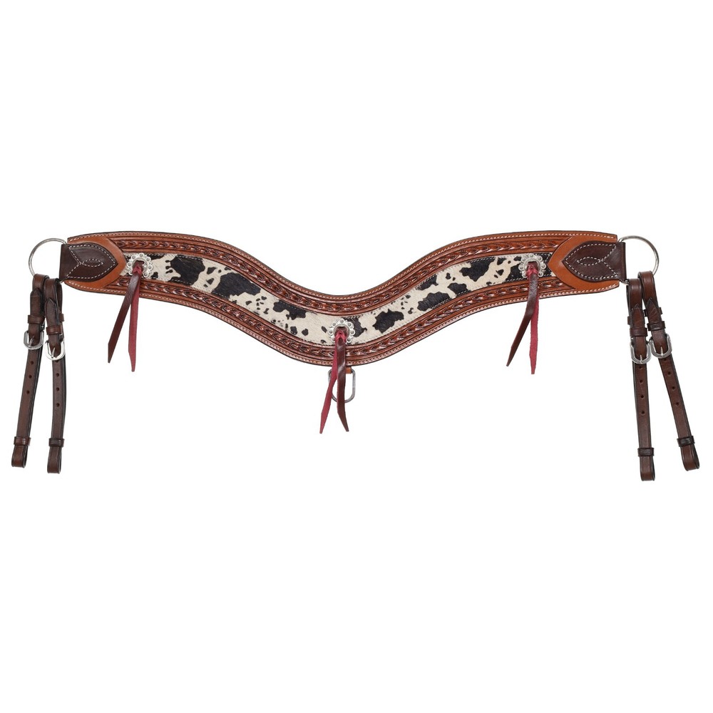 Range Wilds TRIPPING COLLAR Medium/Dark Triangle Tooled Leather Hair on COWHIDE