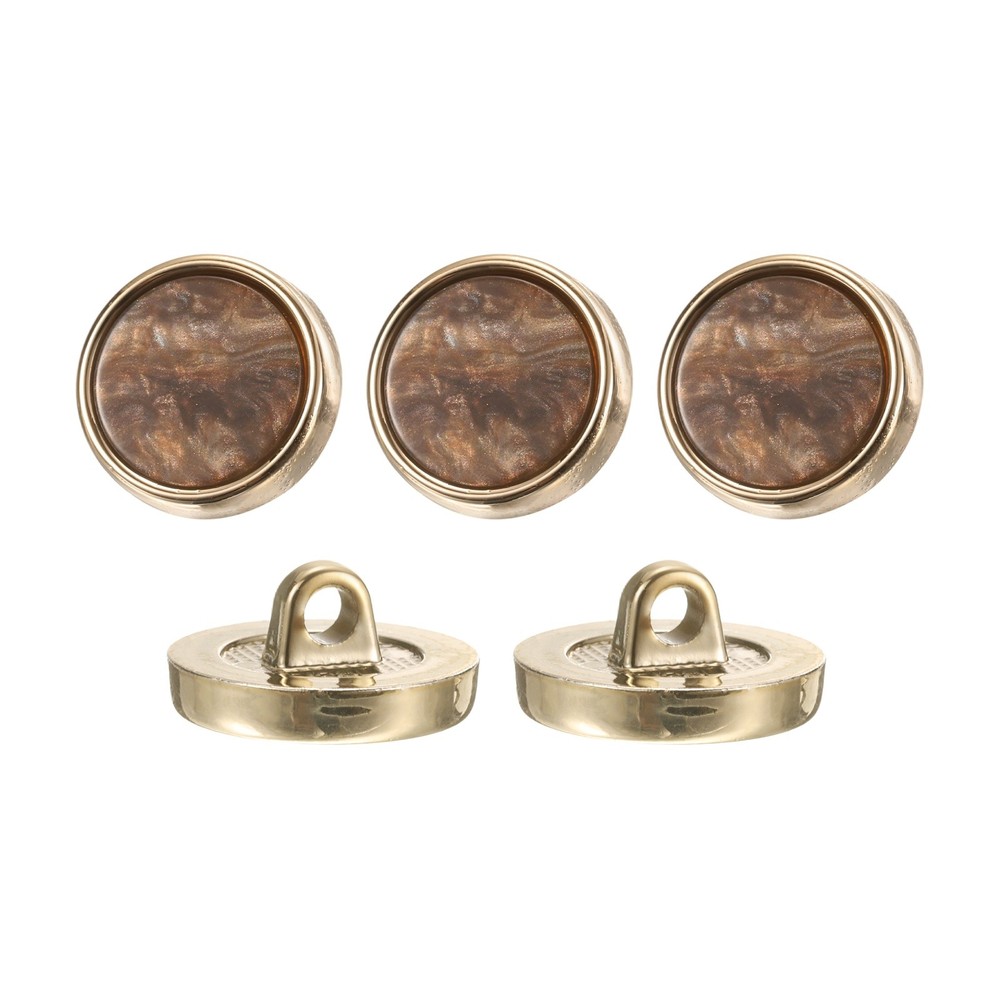 5Pcs Round Button, 18mm/0.7" Resin Decorative Pattern Button, Dark Coffee