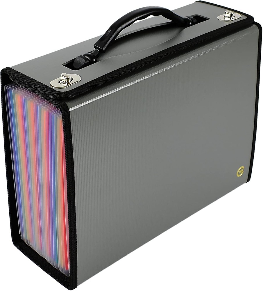 Olive Grey Document Organizer with 24 Pockets