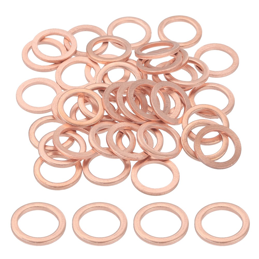 66pcs Copper Flat Washers M12x18x1mm Sealing Ring Plug Gaskets