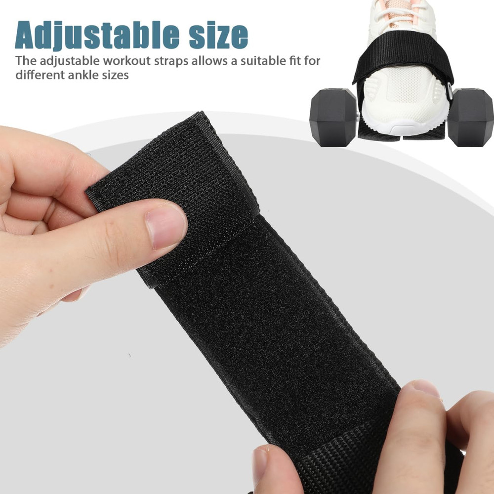 Adjustable Ankle Straps for Weight Lifting - 2 Pack Foot Attachments