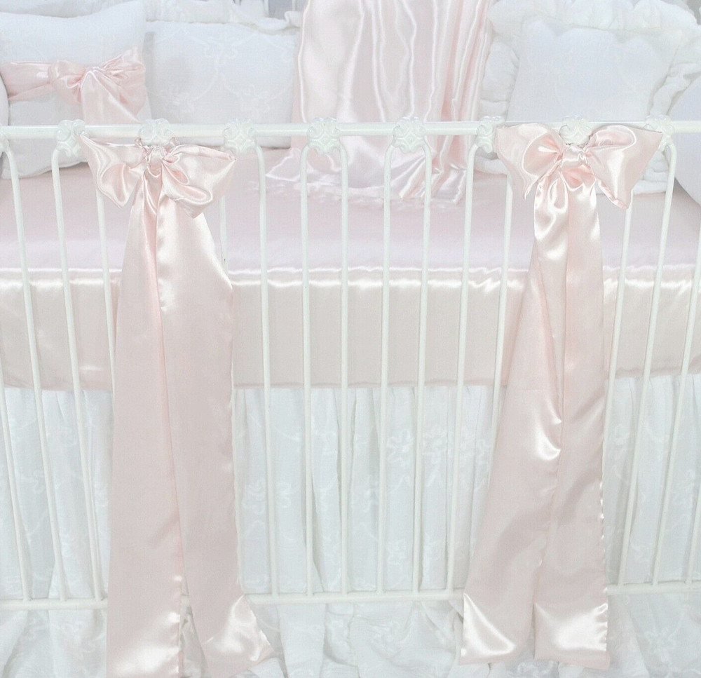 Charlotte Pink Satin Crib Bows