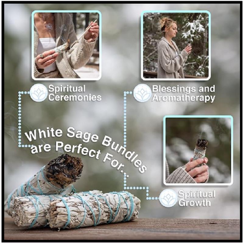White Sage Smudge Sticks 4" Long - Burning Sage Bundle for Cleansing House -