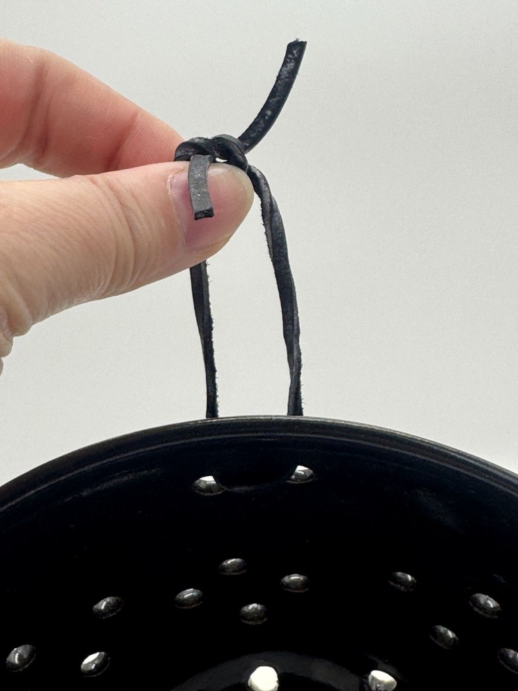 Studio Art Pottery Berry Strainer Colander Black Speckled Signed