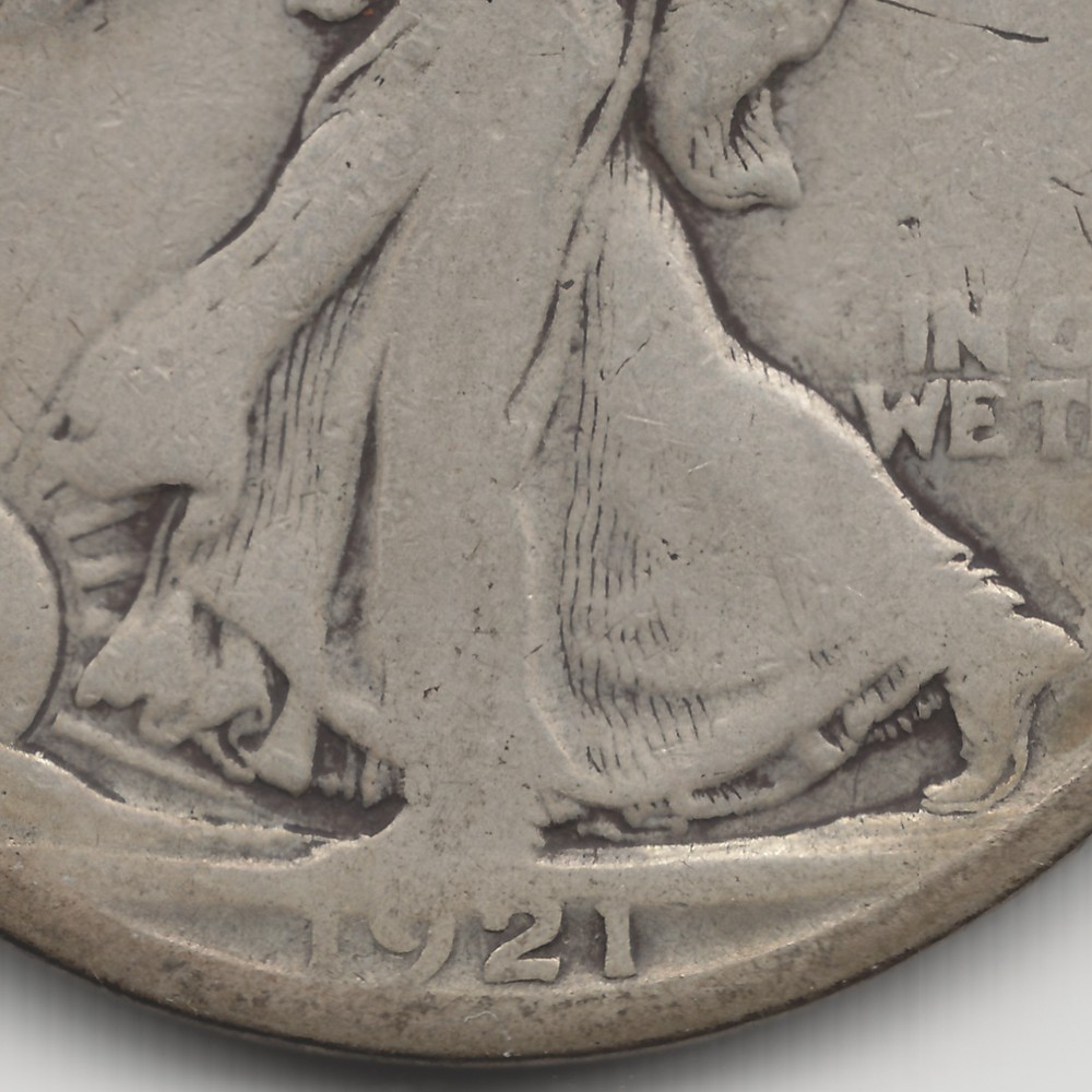 1921 S Walking Liberty Half Dollar, G+