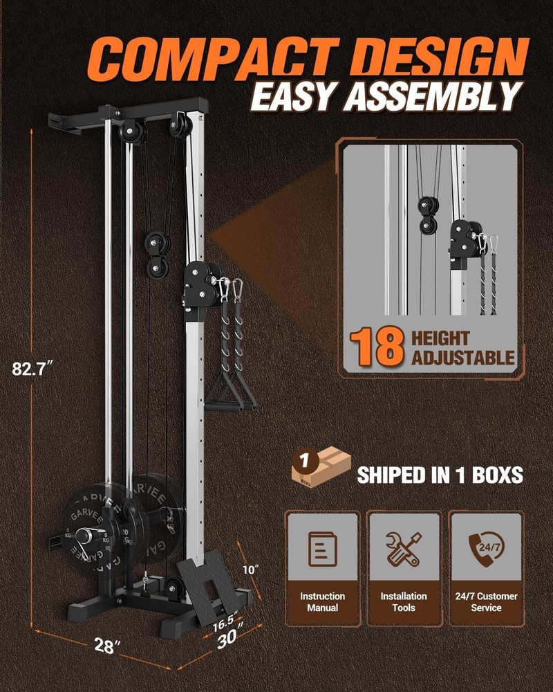 Adjustable Dual Pulley Cable Machine,LAT Pulldown&Crossover Station for Home Gym