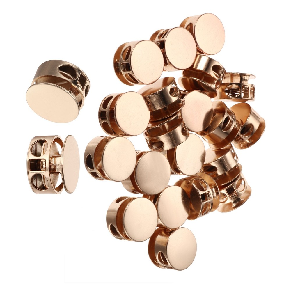 20 Set Gold Tone Cord Locks DRAWSTRING BAG Double Hole Spring Toggle Stopper