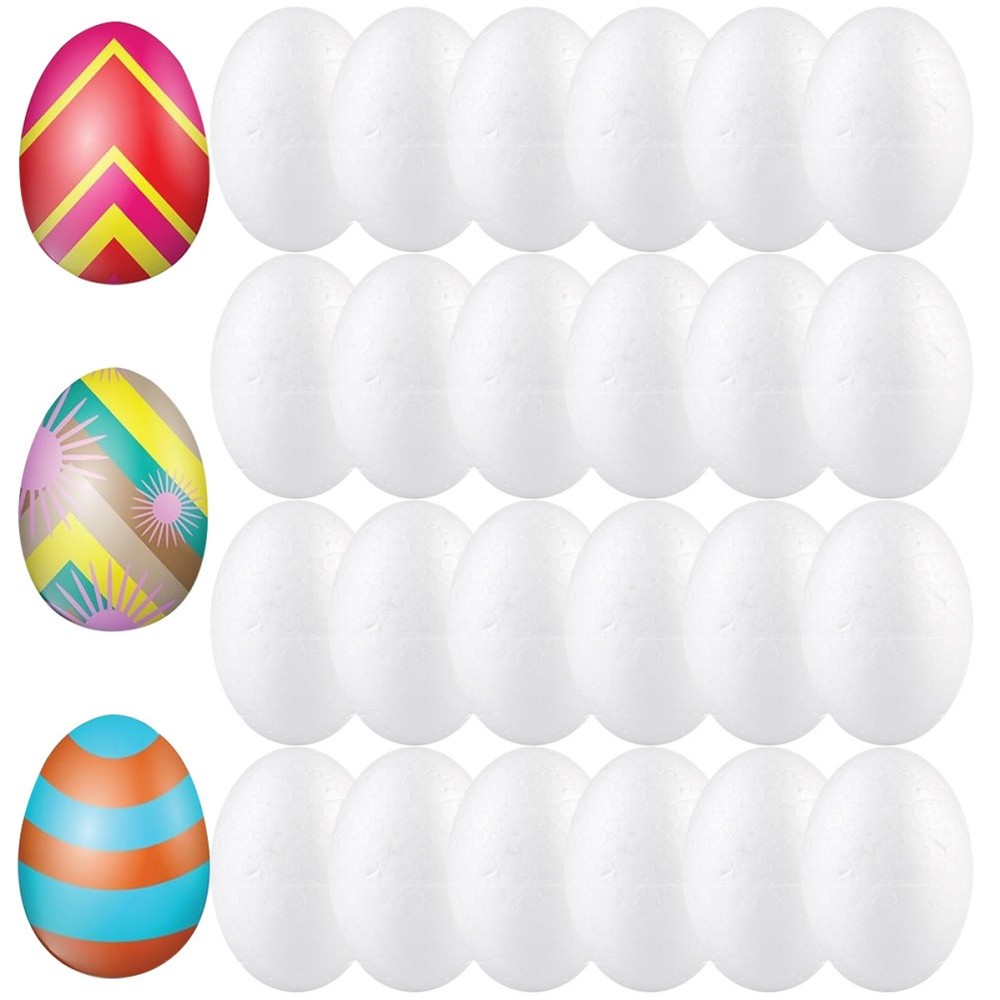 50pcs 6cm Polystyrene Eggs for Easter DIY Craft Projects and Decor