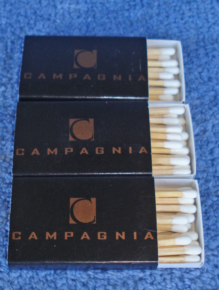 THREE VINTAGE MATCH BOXES CAMPAGNIA RESTAURANT- NEW CONDITION