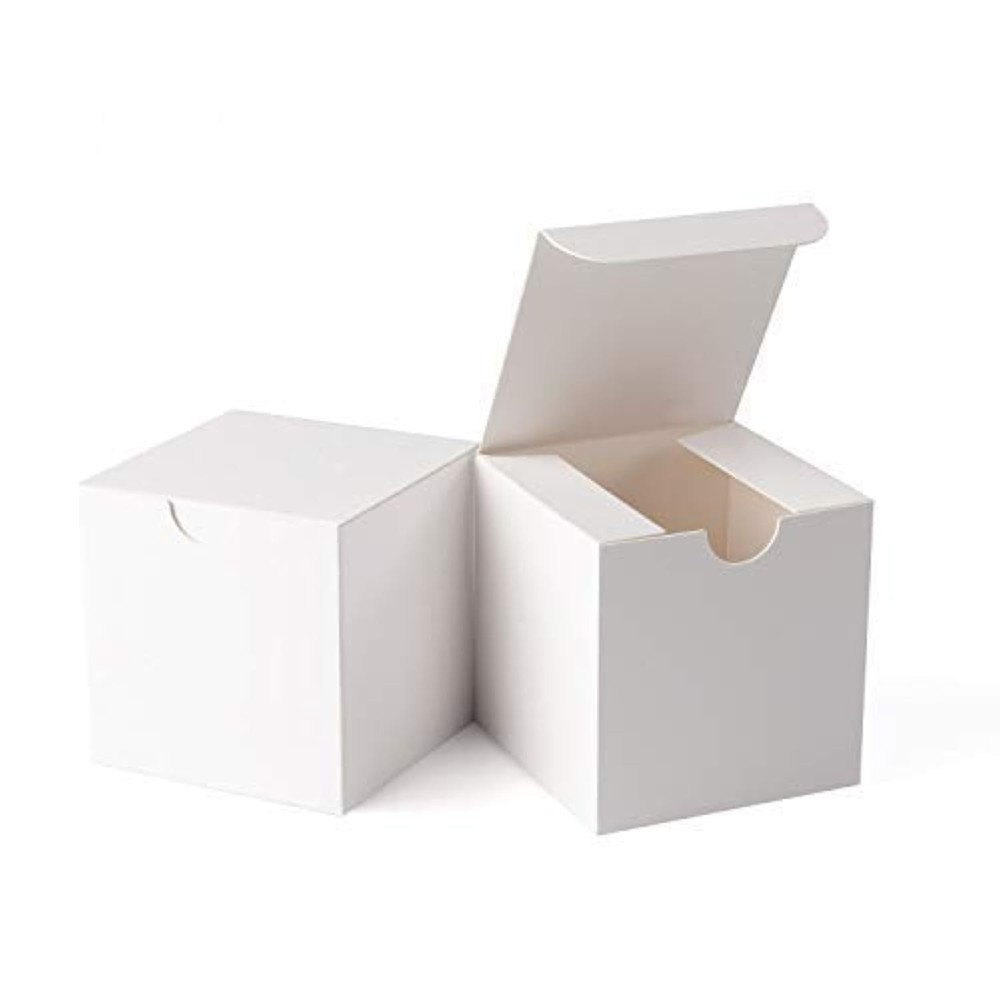 Small White Gift Box - 100 Pack, 3x3x3 inches, Foldable Paper Box for Bridesm...