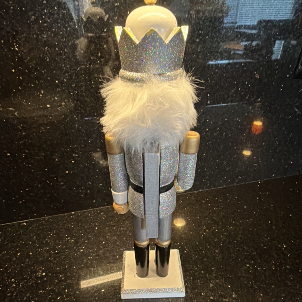 Threshold Christmas Nutcracker Silver Glitter Wood 2015